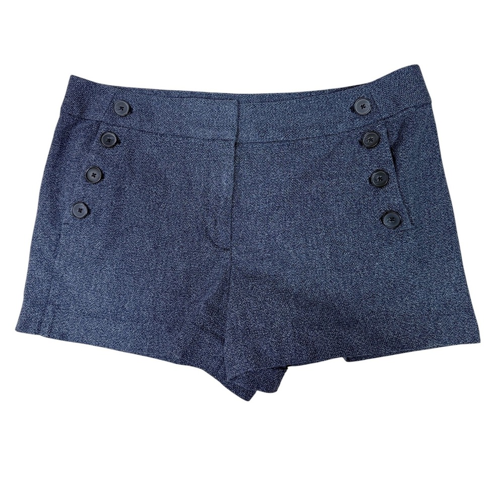 LOFT Riviera Shorts Women 12 Blue Sailor Nautical Textured Cotton Pockets Summer